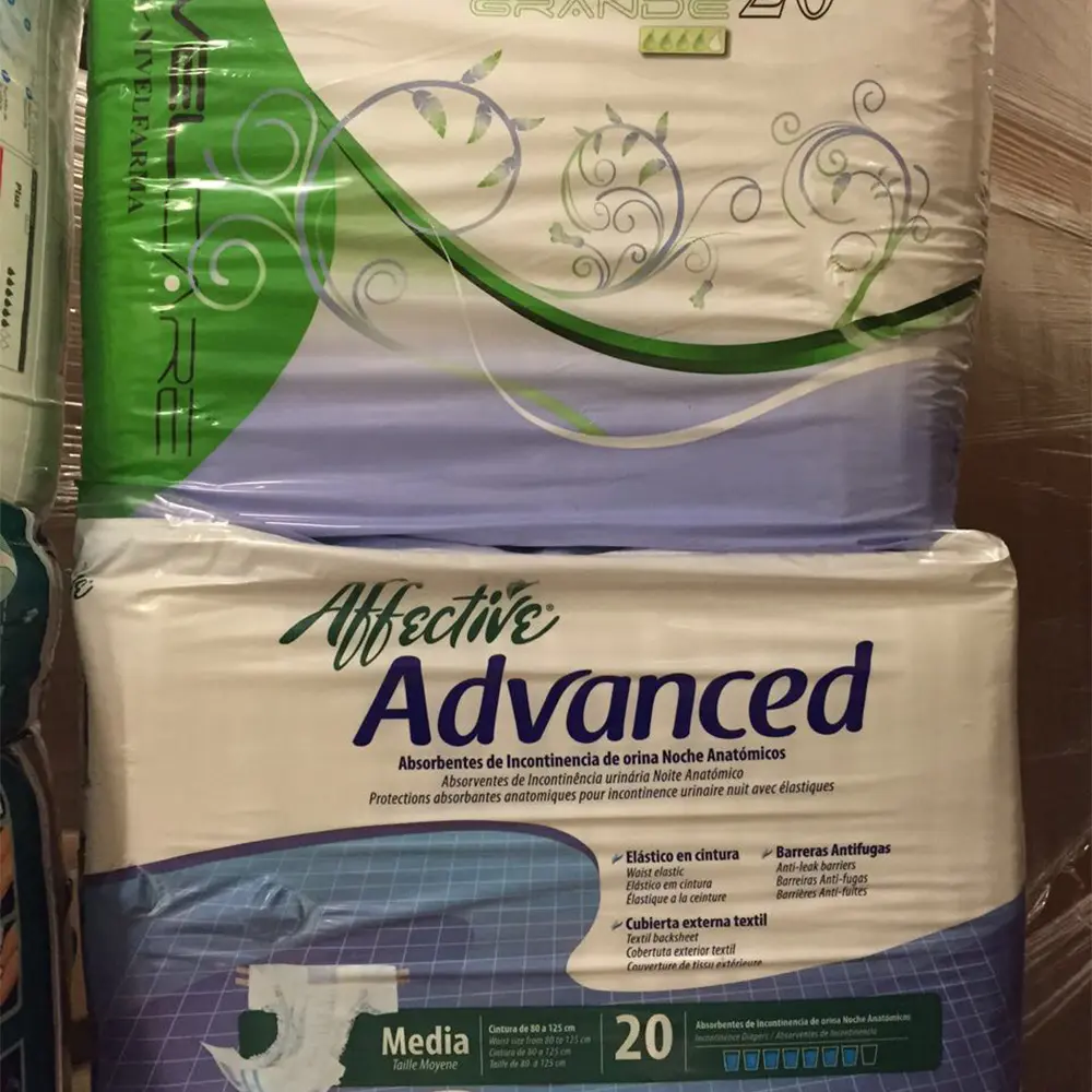 Package of Affective Advanced adult incontinence night absorbent diapers, medium size, containing 20 pieces.